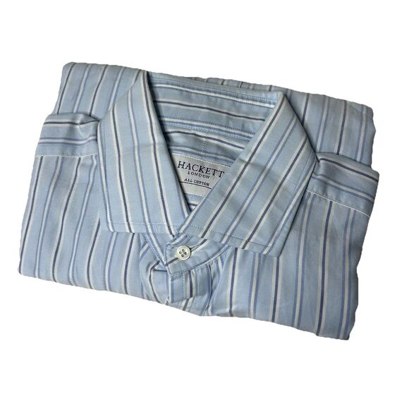 Hackett London Men’s Striped Long Sleeve French Cutt 16 41 Blue Button Up - Picture 1 of 7